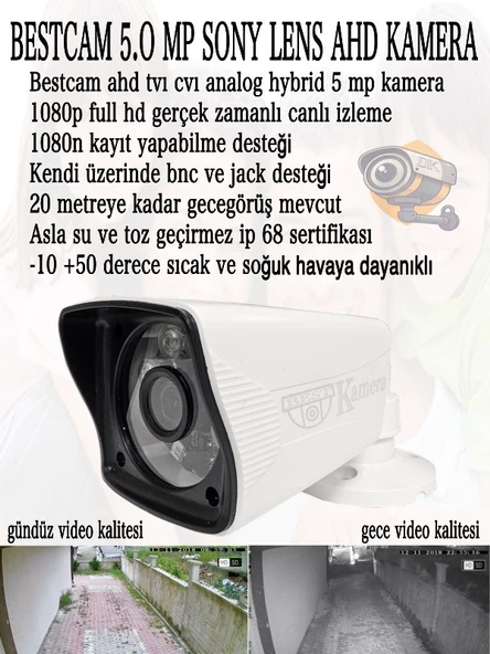 BESTCAM 8 Kameralı Set 5 Mega Piksel Sony Lensli FULL HD Gece Görüşlü Güvenlik Kamera Seti 500 GB Hard disk - 3