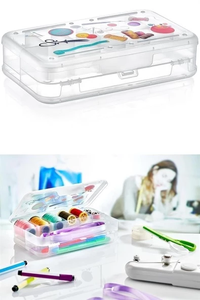 Woody Sofia Çift Taraflı Bölmeli Hobi Dikiş Kutusu Ardunio Malzeme Kutusu - 5