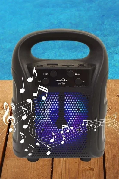 Tutmalı Mini Hoparlör Işıklı Taşınabilir Bluetooth Wireless Radyolu Sd Kart ve USB Girişli Hoparlör - Resim 7