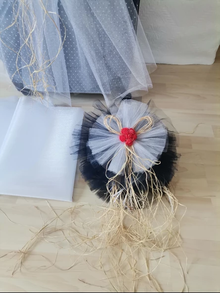 5 Adet 100X300 Kristal Bohça Süsleme Tülü 5 Adet Bohça Süsü Düğün Nikah Kına Bohçası Süsü - 2