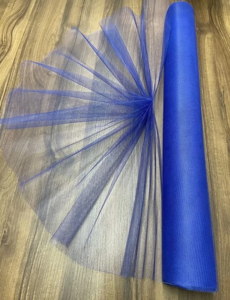 1 Adet Saks Mavi 100X300 Kristal Tül Düğün Bohça Süsü Nikah Bohça Süsü Nişan Bohça Süsleme Tülü - 2