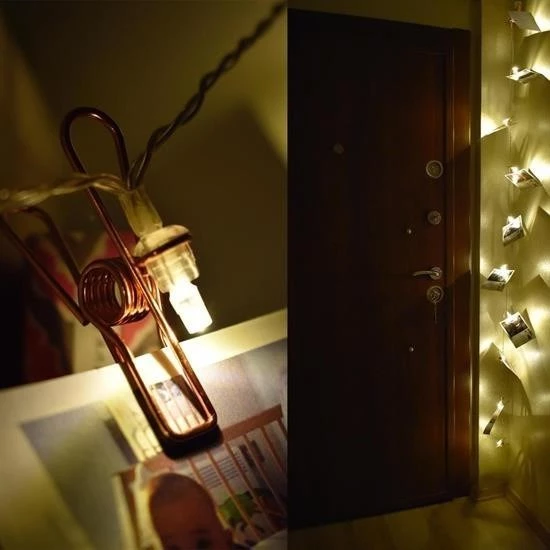 Woody Sofia Bakır Renkli Led Işıklı Fotoğraf Asma Işık Süsleme Mandalları - 2