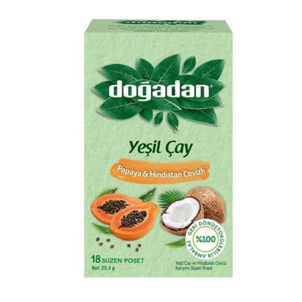 Doğadan Yeşi̇l çay Papaya & Hi̇ndi̇stan Cevi̇zli̇ 23,4 Gr