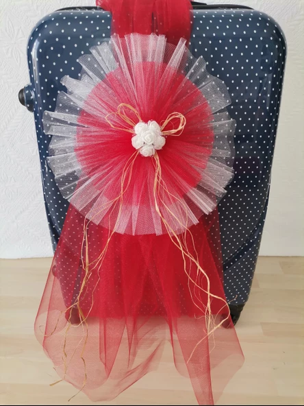 5 Adet 100X300 Kristal Bohça Süsleme Tülü 5 Adet Bohça Süsü Düğün Nikah Kına Bohçası Süsü - Resim 3