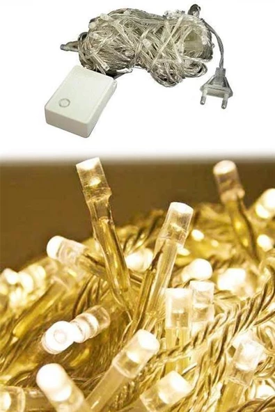 Woody Sofia 10 Metre 100 Ledli 8 Fonksiyonlu Dekoratif Lambader Sarı Lamba - 7