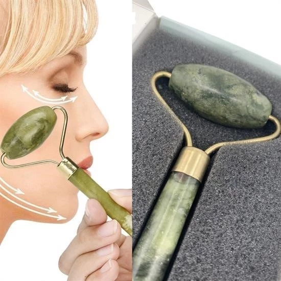 Woody Sofia Özel Süngerli Kutusunda Kırılmaz Çift Taraflı 2li Cilt Yüz Masaj Aleti Jade Roller Yeşim Taş