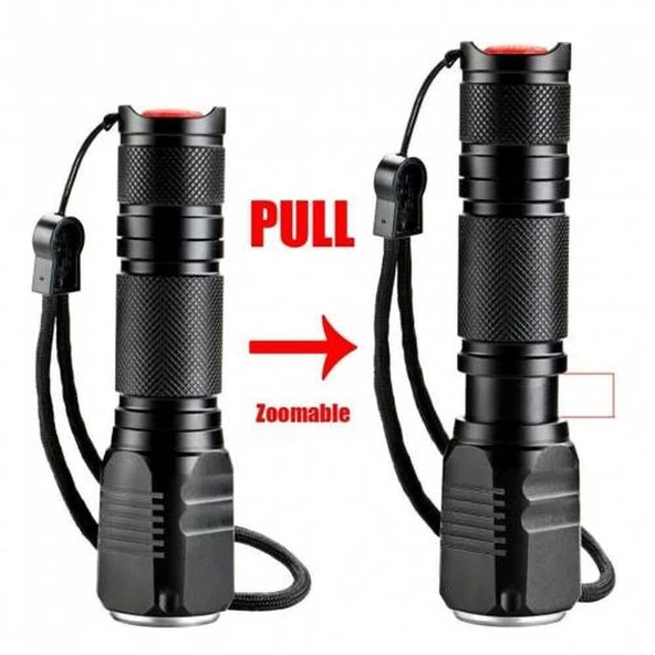 F.B.I F-82 T6 Led Zoomlu 2000 LM Yüksek Işık Şarjlı El Feneri - 2