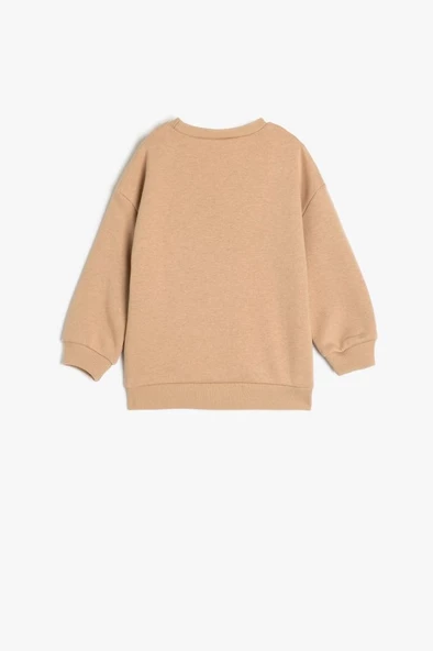Koton Kız Bebek Sweatshirt Ayıcık Baskılı Uzun Kollu Bisiklet Yaka Pamuklu Şardonlu - 2