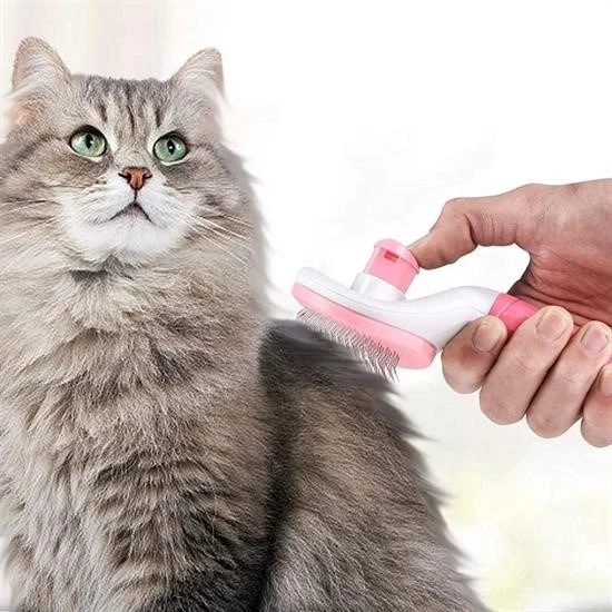 Woody Sofia Kedi Köpek Tüy Toplayıcı Kendini Temizleyebilen Ergonomik Saplı Evcil Hayvan Tarağı Pembe - 2
