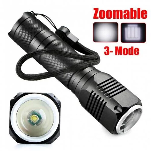 F.B.I F-82 T6 Led Zoomlu 2000 LM Yüksek Işık Şarjlı El Feneri - 3