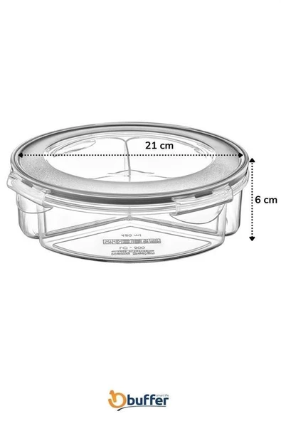 Woody Sofia 3 Bölmeli Sızdırmaz Contalı Kilitli Kapaklı 1,35 Litre yuvarlak Erzak Saklama Kabı LC-500 - 8