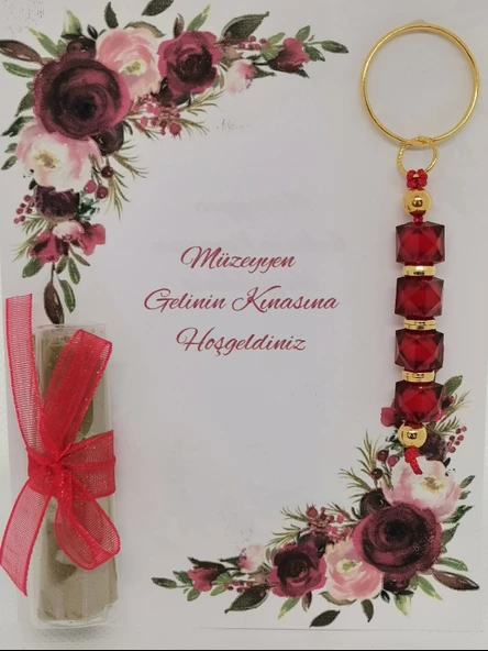 25 Adet Kişiye Özel Tasarım Dağıtmalık Hediyelik Kına ve Anahtarlık Seti