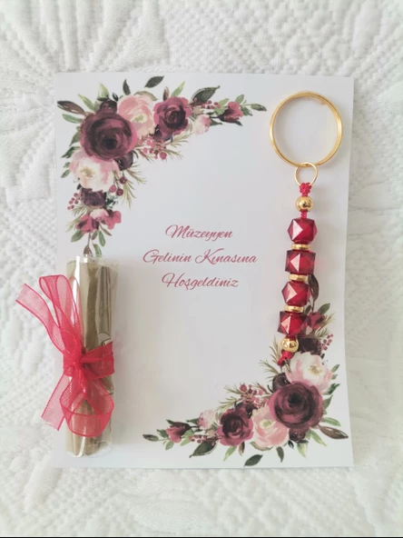 100 Adet Kişiye Özel Tasarım Dağıtmalık Hediyelik Kına ve Anahtarlık Seti - Resim 3