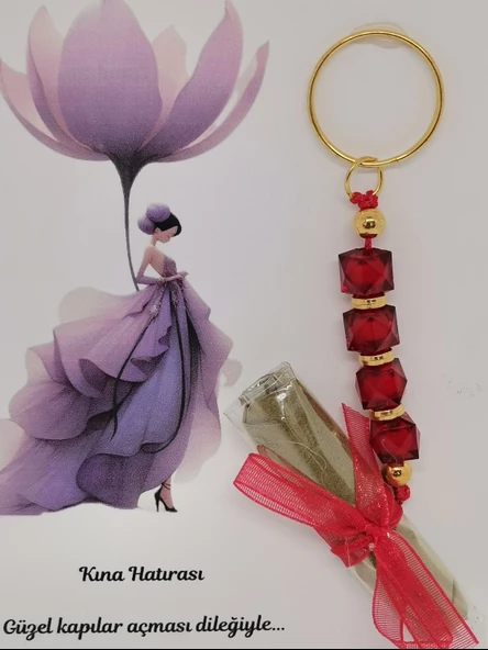 25 Adet Kişiye Özel Tasarım Dağıtmalık Hediyelik Kına ve Anahtarlık Seti ürün görseli