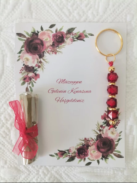 25 Adet Kişiye Özel Tasarım Dağıtmalık Hediyelik Kına ve Anahtarlık Seti - Resim 2