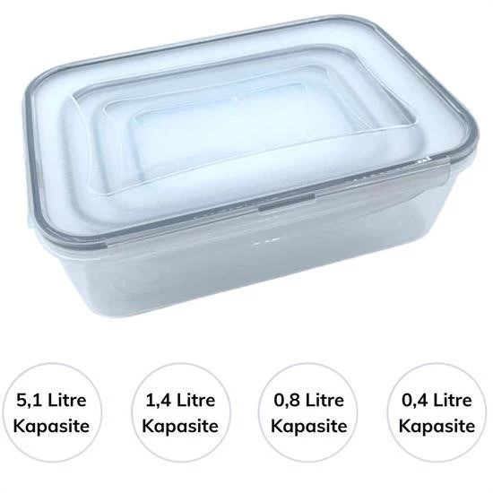 Woody Sofia 4lü İç İçe Sızdırmaz Contalı Kilitli Kapaklı Plastik Erzak Saklama Kapları LC315 - 2