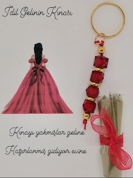 25 Adet Kişiye Özel Tasarım Dağıtmalık Hediyelik Kına ve Anahtarlık Seti ürün görseli