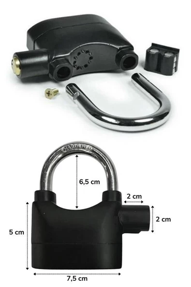 Woody Sofia Desibel Siyah Alarmlı Çok Fonksiyonlu Ekstra Güvenlikli Kare Asma Dolap Kilidi - 7