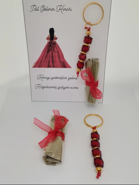 50 Adet Kişiye Özel Tasarım Dağıtmalık Hediyelik Kına ve Anahtarlık Seti - Resim 3