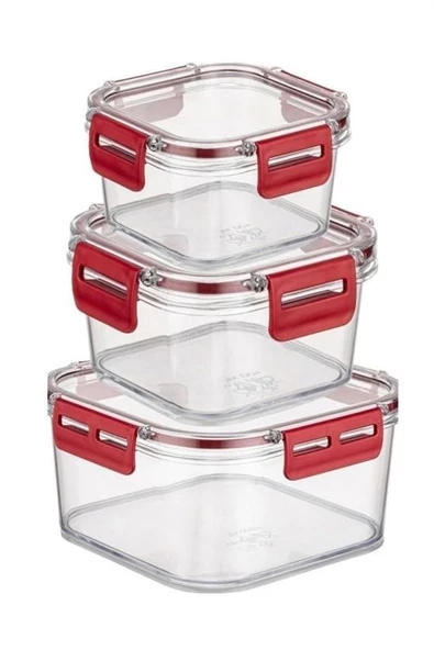 Woody Sofia 3'lü Pratik Silikon Contalı Sızdırmaz Kapaklı Sağlam İstiflenebilir Saklama Kapları - 6