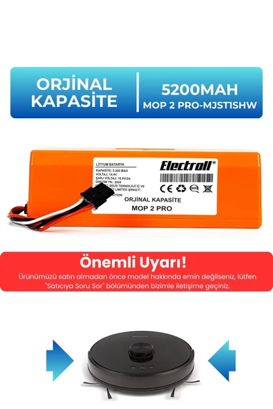 Xiaomi Mop 2 Pro  Batarya MJST1SHW ORJİNAL KAPASİTE) 5200mah Robot Süpürge Batarya - 5