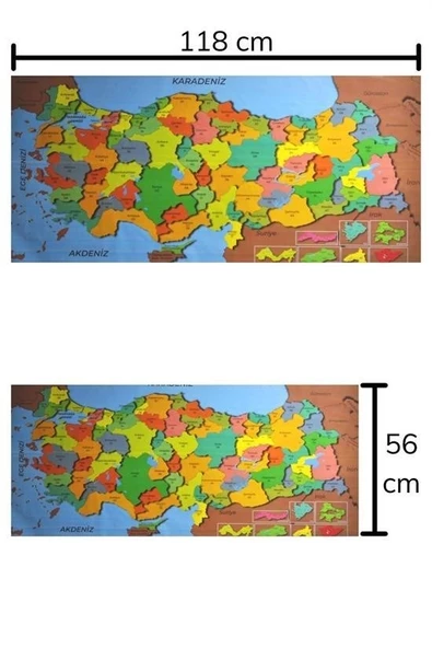 Woody Sofia Renkli Türkiye Haritası Manyetik Yapıştırıcı Gerektirmeyen Duvar Stickerı 118 CM * 56 CM - 8