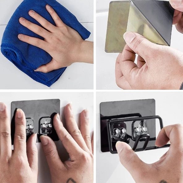 Woody Sofia Fön Makine Askısı Siyah Yapışkanlı Fön Makine Tutucu - 4