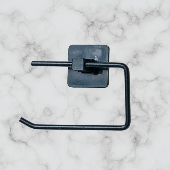 Woody Sofia Kendiliğinden Yapışkanlı Siyah Paslanmaz Metal Kapaksız Tuvalet Kağıtlığı Aparatı - 2