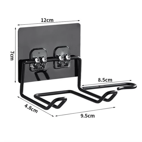 Woody Sofia Fön Makine Askısı Siyah Yapışkanlı Fön Makine Tutucu - 3