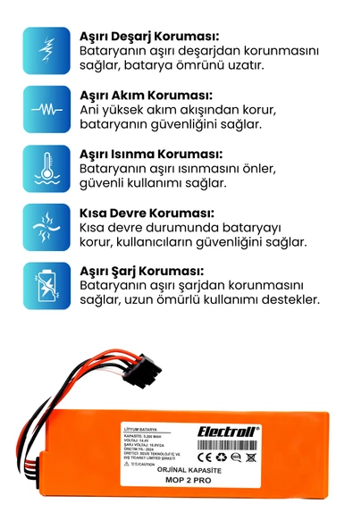 Xiaomi Mop 2 Pro  Batarya MJST1SHW ORJİNAL KAPASİTE) 5200mah Robot Süpürge Batarya - 2