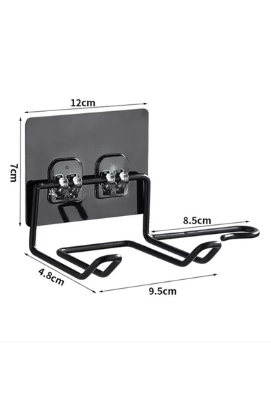 Woody Sofia Fön Makine Askısı Siyah Yapışkanlı Fön Makine Tutucu - 8