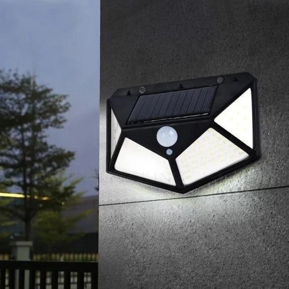 Woody Sofia 100 Ledli 3 Farklı Aydınlatma Ayarlı Solar Güneş Enerjili Hareket Sensörlü Bahçe Duvar Lambası - 4