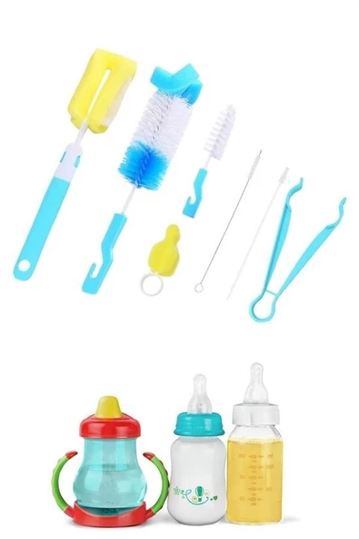 Woody Sofia 7 Parça Biberon Uzun Kavanoz Termos Suluk Sürahi Yağ Şişe İçi Temizleme Fırçası Aparatı Seti - Resim 8