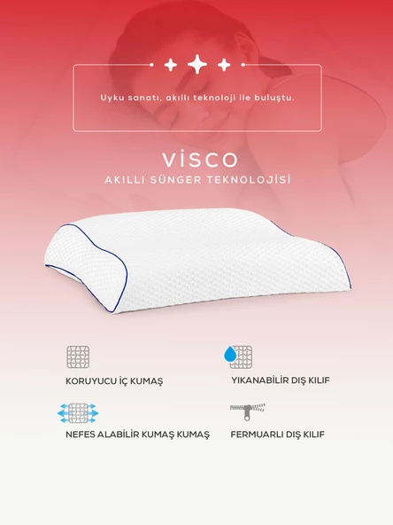 Moda Home Bedding Ortopedik Visco Flex Çift Boyun Destekli Yastık