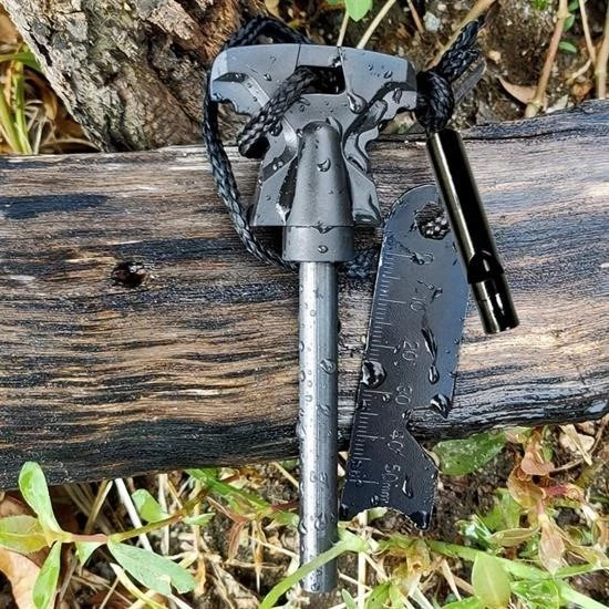 Woody Sofia Acil Durum Magnezyum Çubuk Çakmaktaşı Hayatta Kalma Ateş Başlatıcı Çakmak Kiti Düdük Hediyel - Resim 2