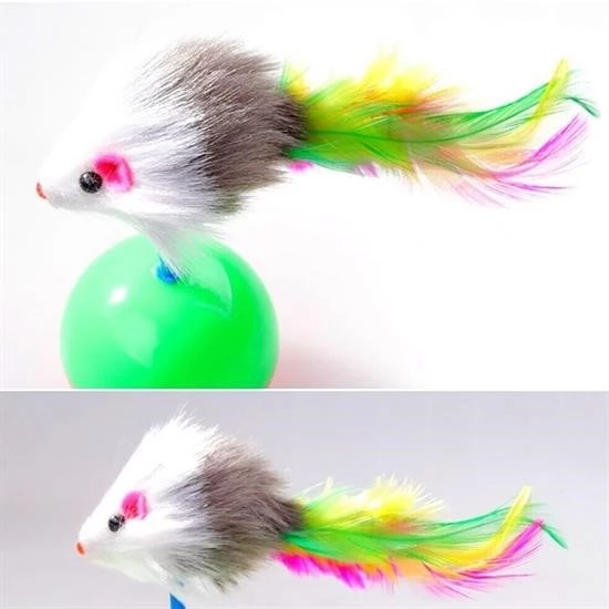 Woody Sofia Kedi Oyun Topu Tüylü Fareli Hacı Yatmaz Eğitici Yavru Kedi Fare Kovalama Oyuncağı - 2