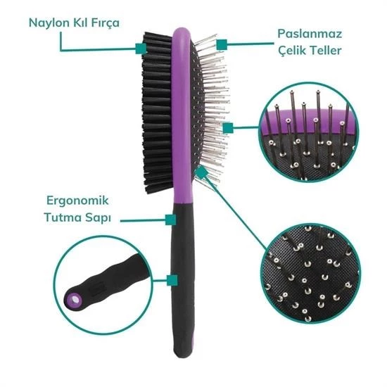 Woody Sofia  Çok Amaçlı Çift Taraflı Kolay Evcil Hayvan Kedi Köpek Temizleme Pet Fırçası - 3