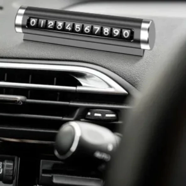 Woody Sofia Alüminyum Kasa Siyah Renk Çevirmeli Araç Içi Telefon Numaratörü Park Oto Numaratörü - 5