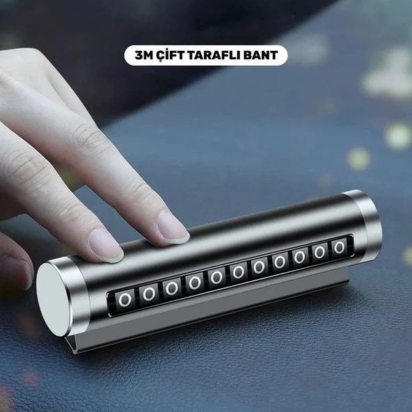 Woody Sofia Alüminyum Kasa Siyah Renk Çevirmeli Araç Içi Telefon Numaratörü Park Oto Numaratörü - 3