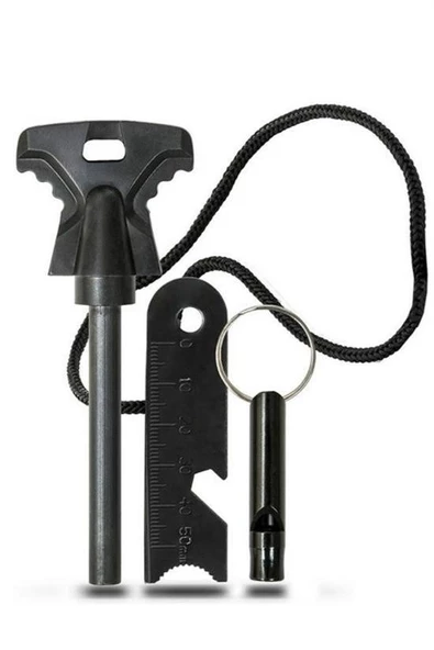 Woody Sofia Acil Durum Magnezyum Çubuk Çakmaktaşı Hayatta Kalma Ateş Başlatıcı Çakmak Kiti Düdük Hediyel - Resim 7