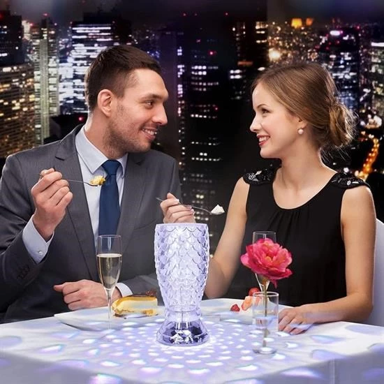 Woody Sofia Balık Süzgeç Model USB Şarjlı Kumandalı 16Farklı Işık Modlu Masa Üstü Kristal Akrilik Led - 4