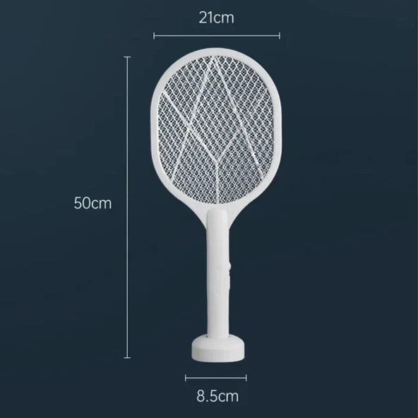 Woody Sofia Şarjlı Sinek Öldürücü Masaüstü Standlı,Mor Işık Sinek Kovucu Raket 5w - 5