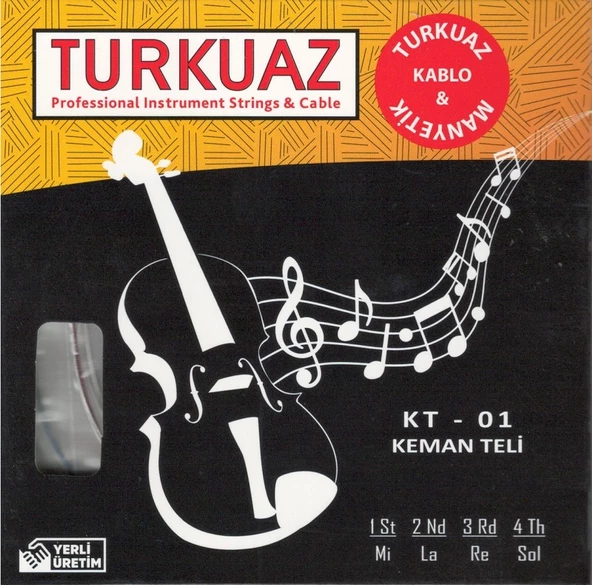Turkuaz KT-01 Takım Tel Keman Teli - Krom Sargı Set