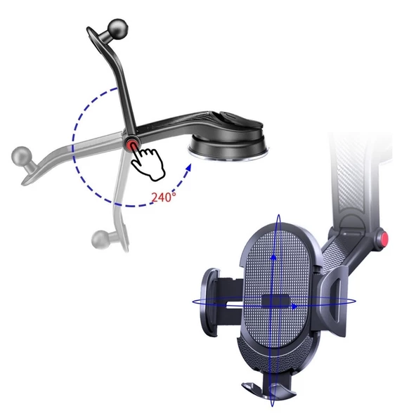 Woody Sofia Güçlü Vantuzlu Araç İçi Konsol Üstü Telefon Tutucu Aparat - 5