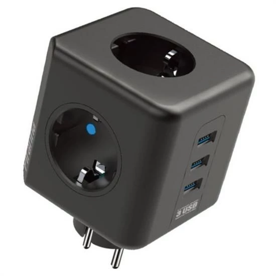 Priz Çoğaltıcı Isıya Dayanıklı Termal Akım Korumalı ve Çocuk Korumalı 3 Priz Girişli 3 USB Girişli Küp Priz - 2
