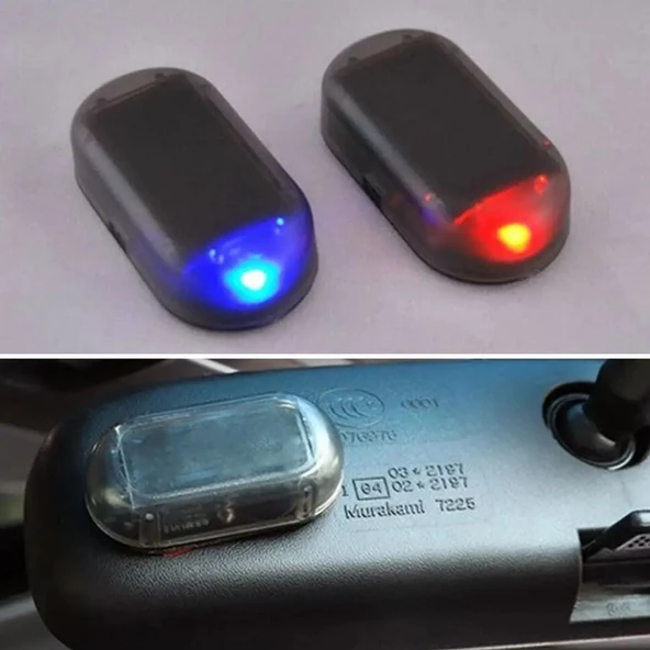 Woody Sofia  Araç İçin Caydırıcı Solar Enerji İle Şarj Olan  Güçlü Yapışkanlı Işıklı Plastik Mini Sahte Alarm - 5