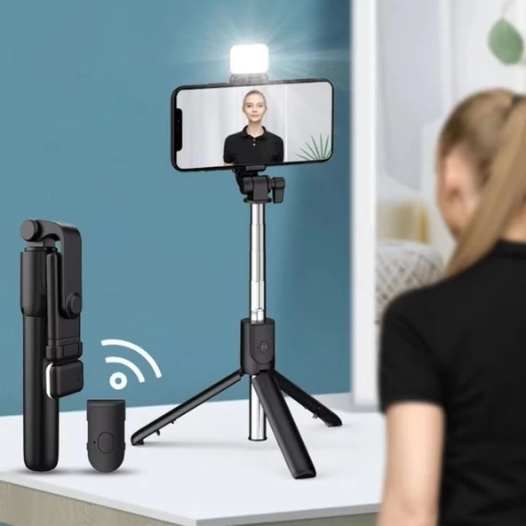 Woody Sofia Kendiliğinden LED Işıklı Kumandalı Uzayabilen Selfie Çubuğu,Masa Üstü Tripod - 3