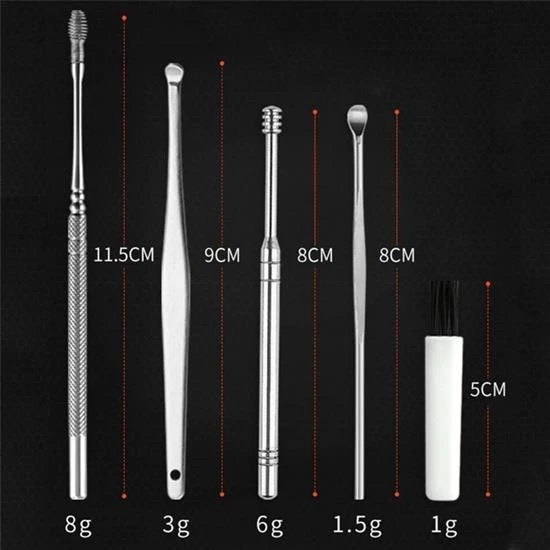 Woody Sofia 6 Parça Paslanmaz Çelik Kulak Balmumu Toplayıcı Çıkarıcı Temizleyici Bakımı Çubuk Seti - 3