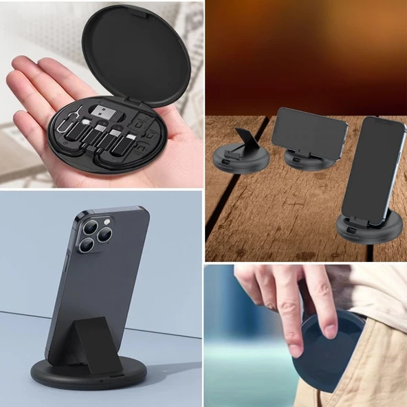 Woody Sofia 60w Destekli Kablo Kutusu Seyahat Kablo Seti 5'i 1 arada USB Type-C Şarj Kablosu Seti - 4