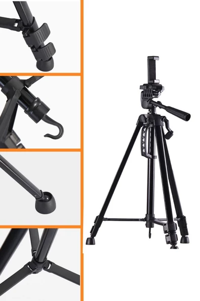 Woody Sofia Telefon ve Fotoğraf Makinası Takılabilen Bluetooth Kumandalı 146 cm Tripod - 8